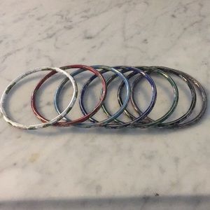 Set of 7 cloisonné style bangle bracelets